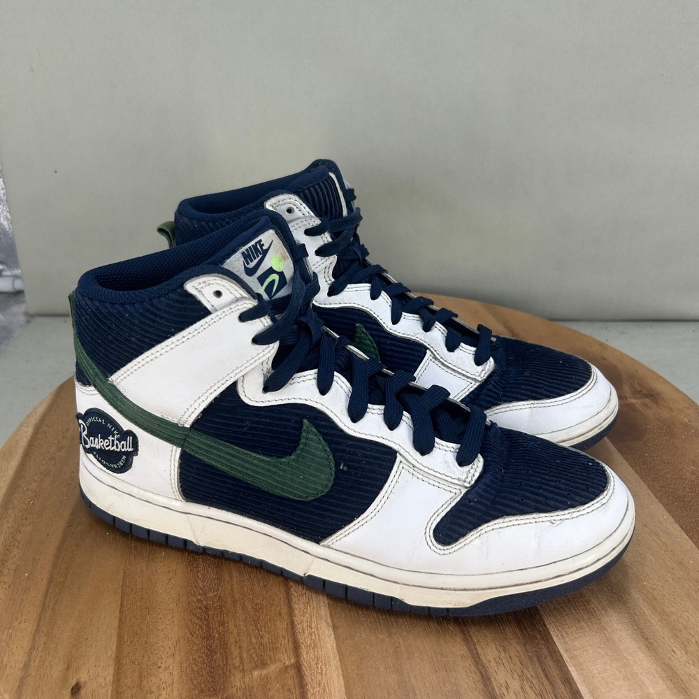 Nike Dunk High Sports Specialties Navy White Green Corduroy DH0953-400 Mens 9